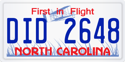 NC license plate DID2648