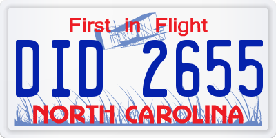 NC license plate DID2655