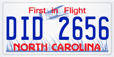 NC license plate DID2656