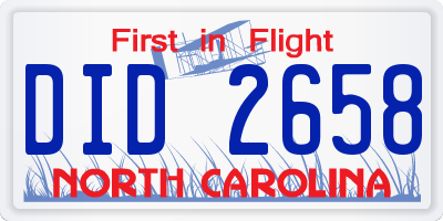 NC license plate DID2658