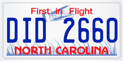 NC license plate DID2660