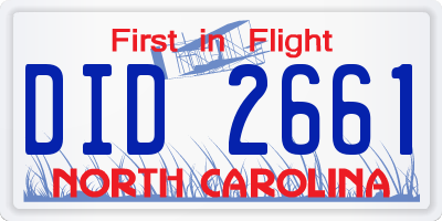 NC license plate DID2661