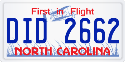 NC license plate DID2662