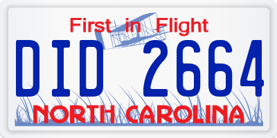 NC license plate DID2664