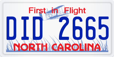 NC license plate DID2665