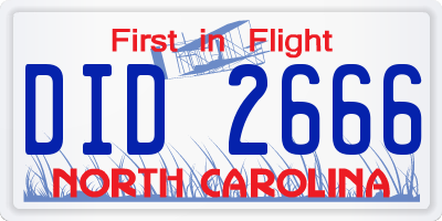 NC license plate DID2666