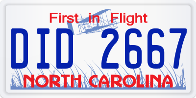 NC license plate DID2667