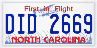 NC license plate DID2669