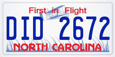 NC license plate DID2672