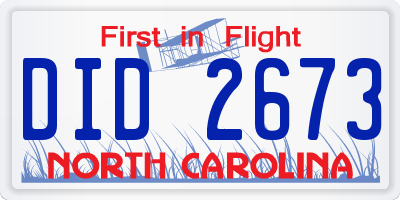 NC license plate DID2673