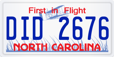 NC license plate DID2676
