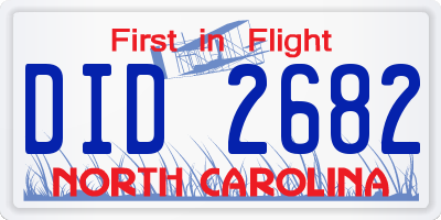 NC license plate DID2682
