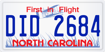 NC license plate DID2684