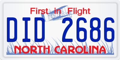 NC license plate DID2686