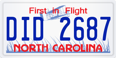 NC license plate DID2687