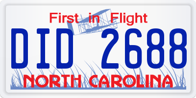 NC license plate DID2688
