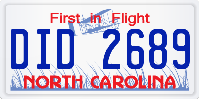 NC license plate DID2689