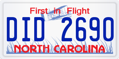 NC license plate DID2690