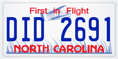 NC license plate DID2691