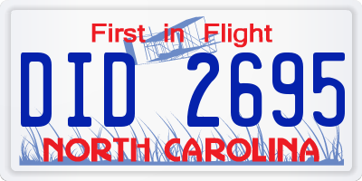 NC license plate DID2695