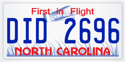 NC license plate DID2696