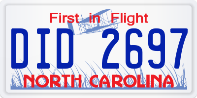NC license plate DID2697