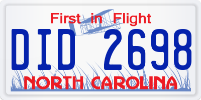 NC license plate DID2698