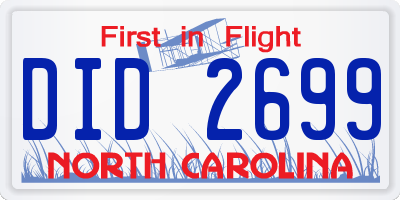 NC license plate DID2699