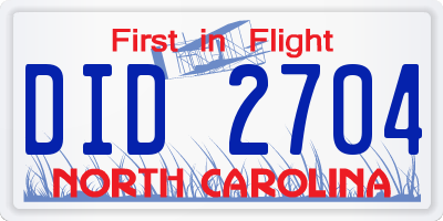 NC license plate DID2704