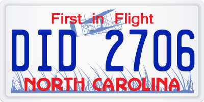 NC license plate DID2706