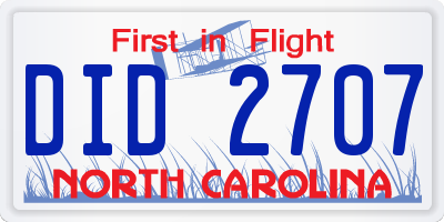 NC license plate DID2707