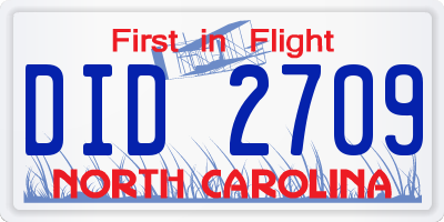 NC license plate DID2709