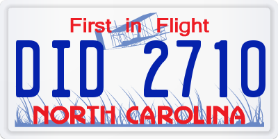 NC license plate DID2710