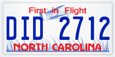NC license plate DID2712