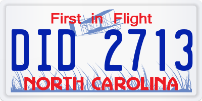 NC license plate DID2713