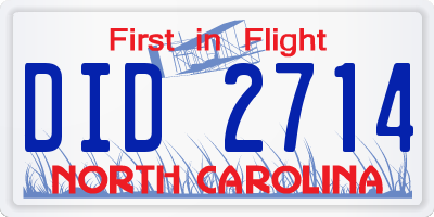 NC license plate DID2714
