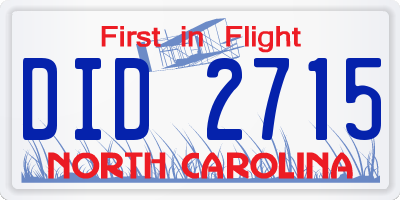 NC license plate DID2715