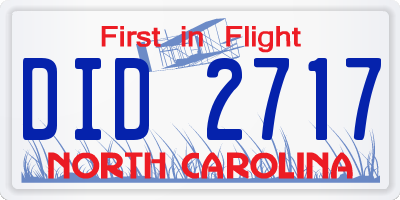 NC license plate DID2717