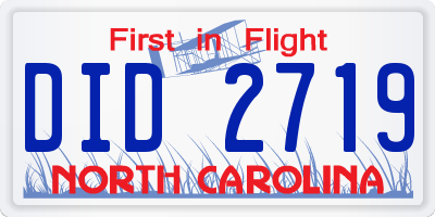 NC license plate DID2719