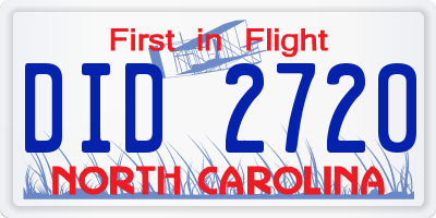 NC license plate DID2720