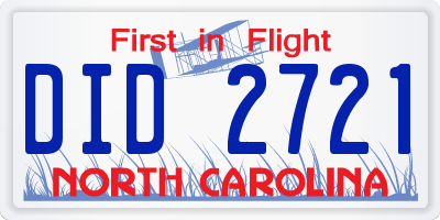 NC license plate DID2721