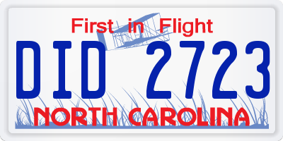 NC license plate DID2723