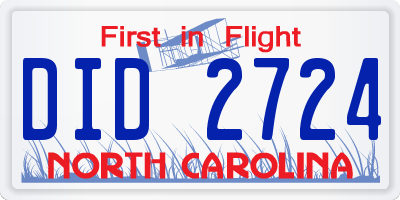 NC license plate DID2724