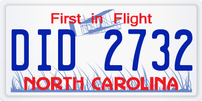 NC license plate DID2732