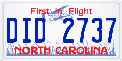 NC license plate DID2737