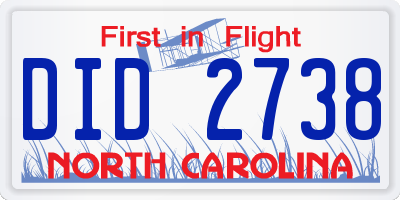 NC license plate DID2738