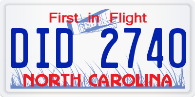 NC license plate DID2740