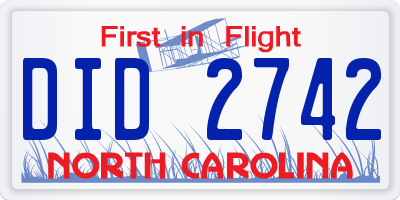 NC license plate DID2742