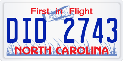 NC license plate DID2743