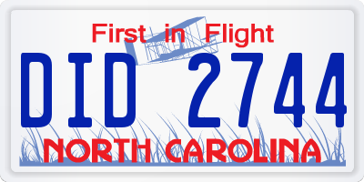 NC license plate DID2744